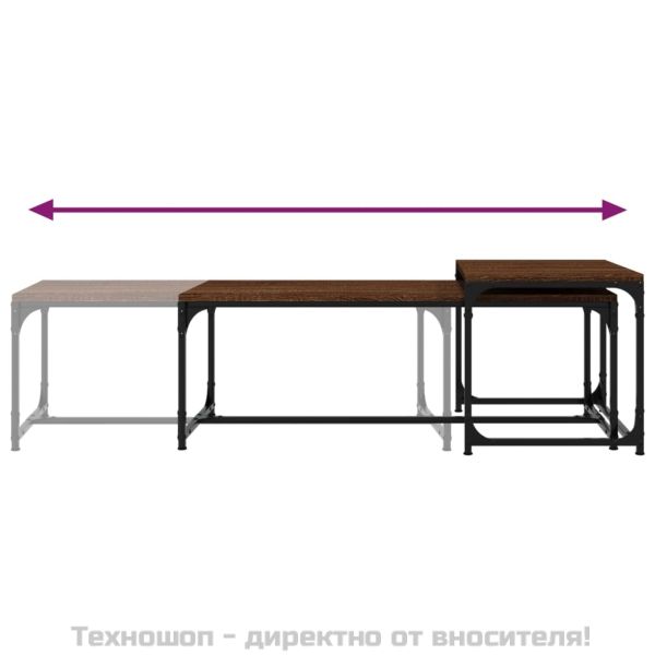 Кафе маси, 2 бр, кафяв дъб, инженерно дърво