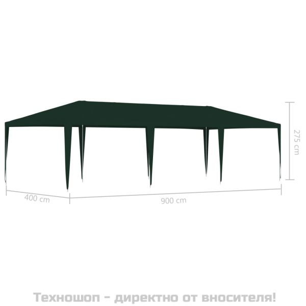 Професионална парти шатра, 4x9 м, зелена, 90 г/м²