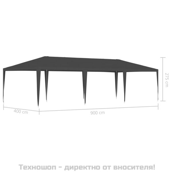 Професионална парти шатра, 4x9 м, антрацит, 90 г/м²