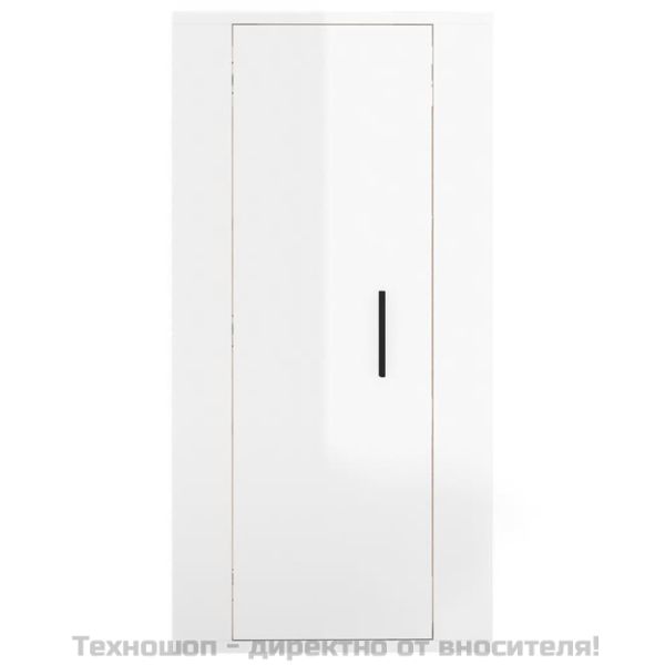 ТВ шкаф за стенен монтаж, бял гланц, 40x34,5x80 см
