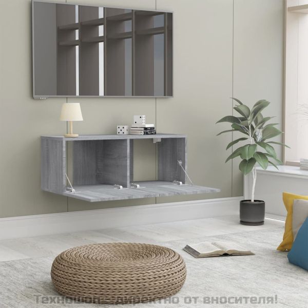 ТВ шкаф, сив сонома, 80x30x30 см, инженерно дърво