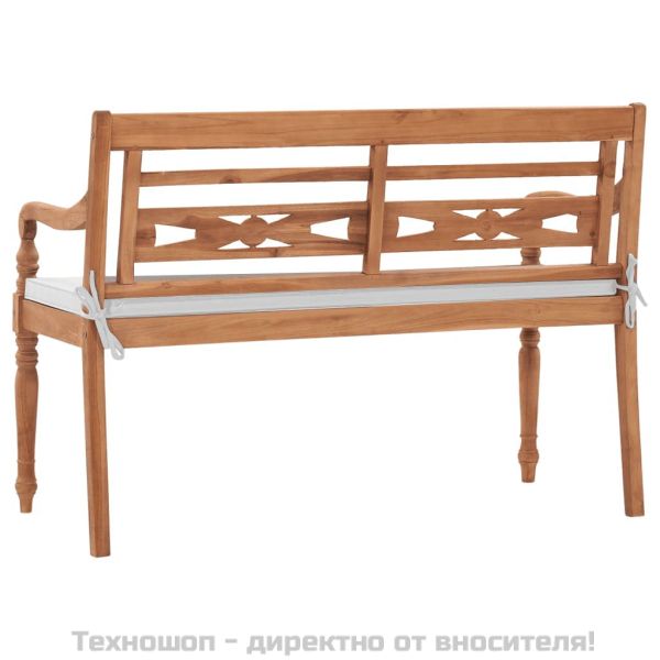 Пейка Батавия с възглавници, 120 см, тиково дърво