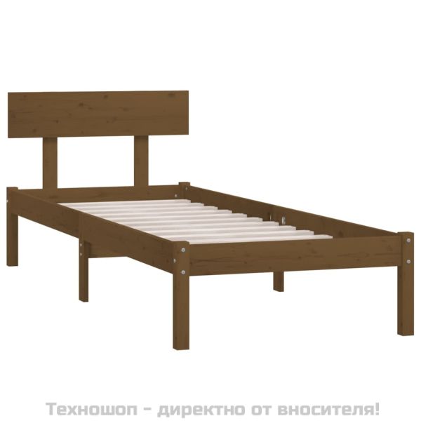 Рамка за легло, меденокафява, бор масив, 90x190 см, Single