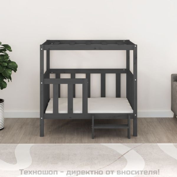 Кучешко легло, Сиво, 105,5x83,5x100 см, борова дървесина масив