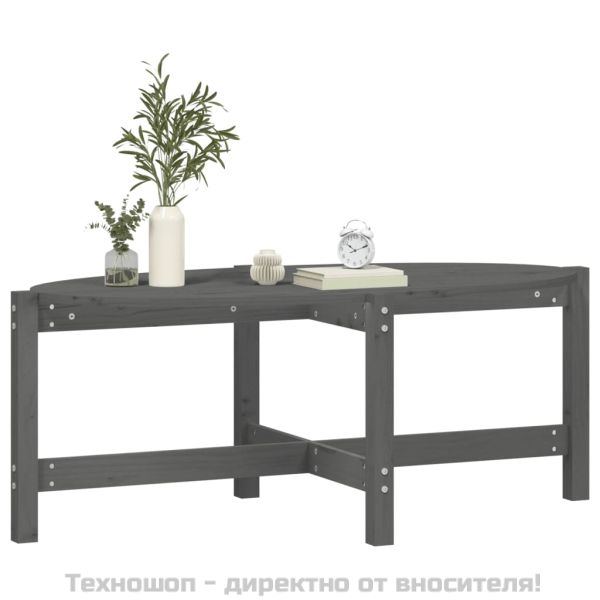 Кафе маса, Сиво, 118x63x45 см, борово дърво масив