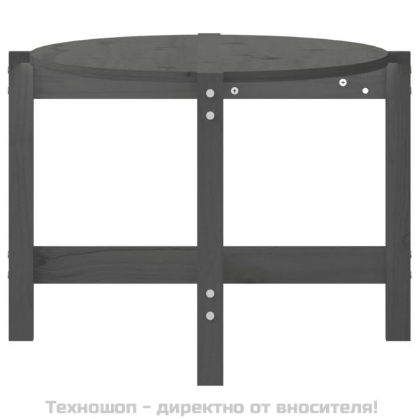 Кафе маса, Сиво, 118x63x45 см, борово дърво масив