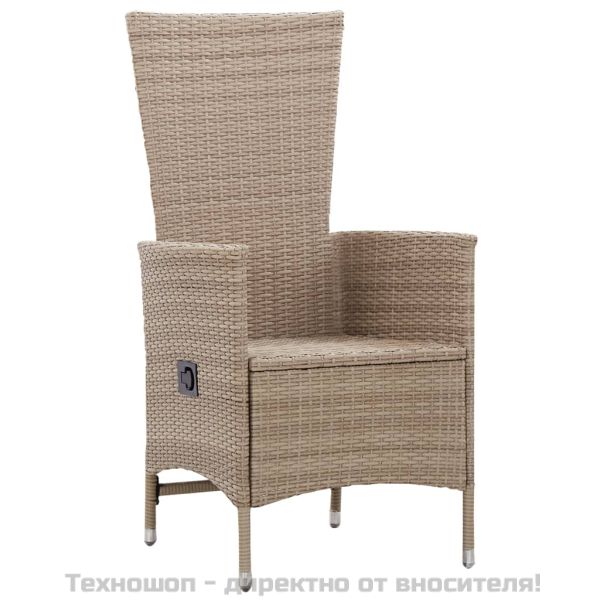 Външни столове с възглавници, 2 бр, полиратан, бежови