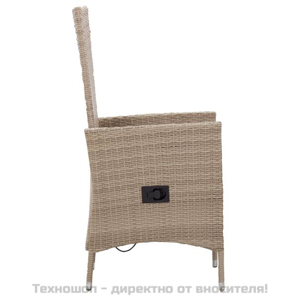 Външни столове с възглавници, 2 бр, полиратан, бежови