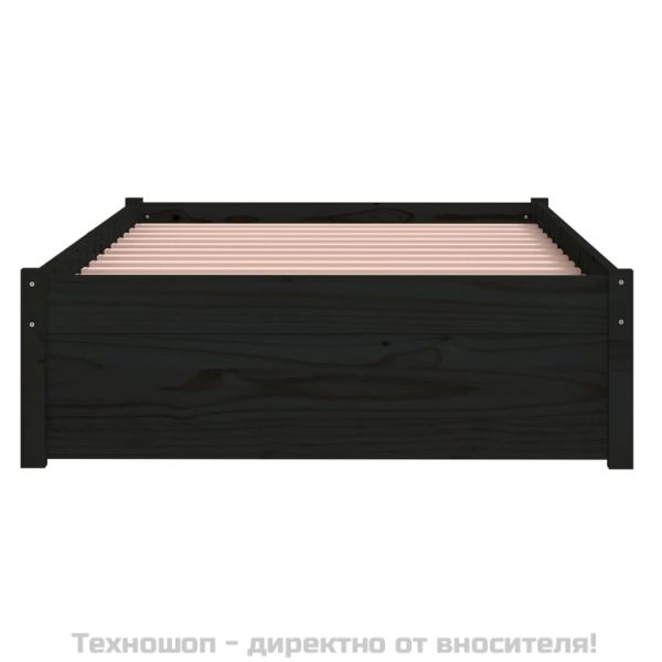 Рамка за легло, черна, дърво масив, 90x190 см, Single