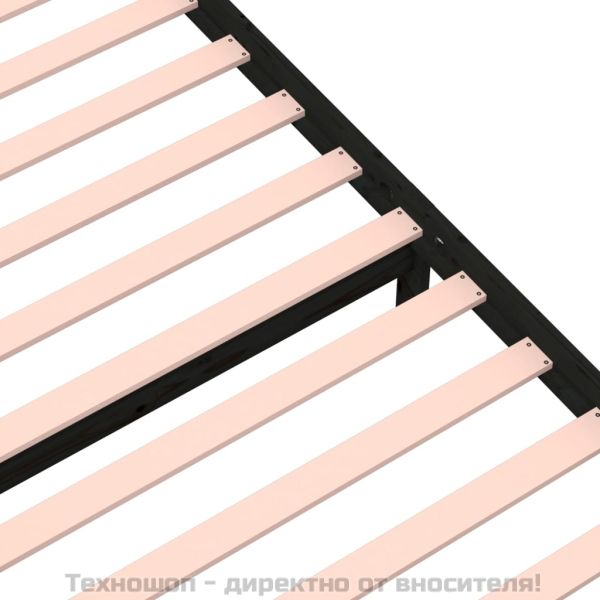 Рамка за легло, черна, дърво масив, 90x190 см, Single