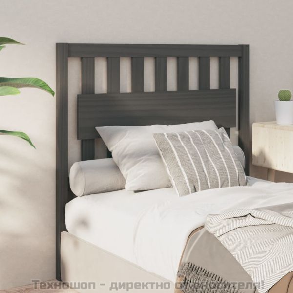 Горна табла за легло, сива, 105,5x4x100 см, бор масив