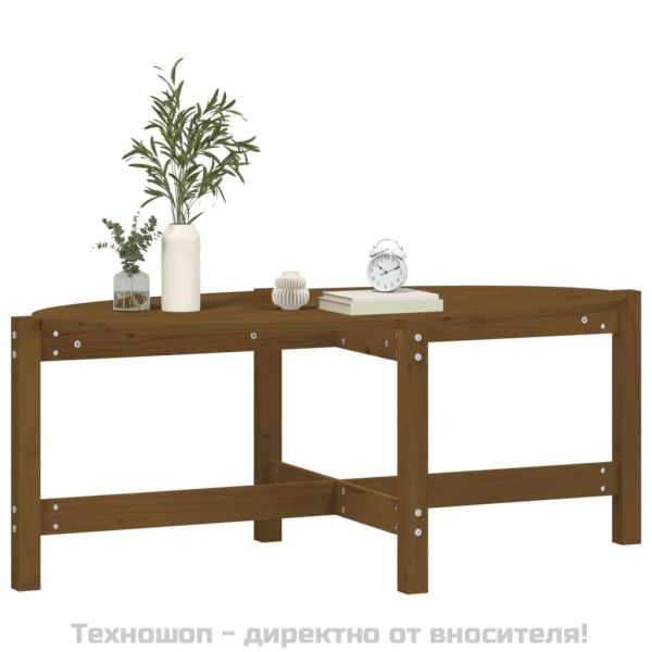 Кафе маса, меденокафява, 118x63x45 см, борово дърво масив