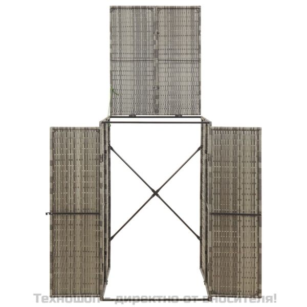 Единичен навес за кофа за смет, сив, 70x80x117 см, полиратан