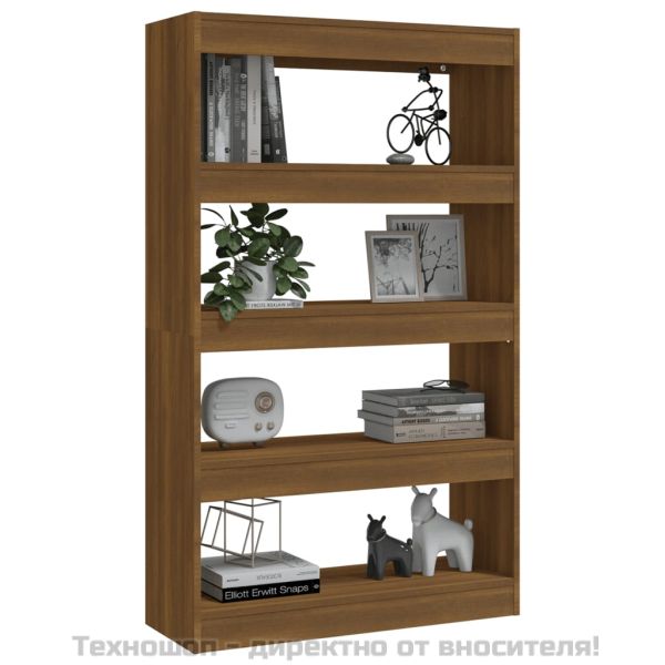 Библиотека/разделител, кафяв дъб, 80x30x135 см, инженерно дърво