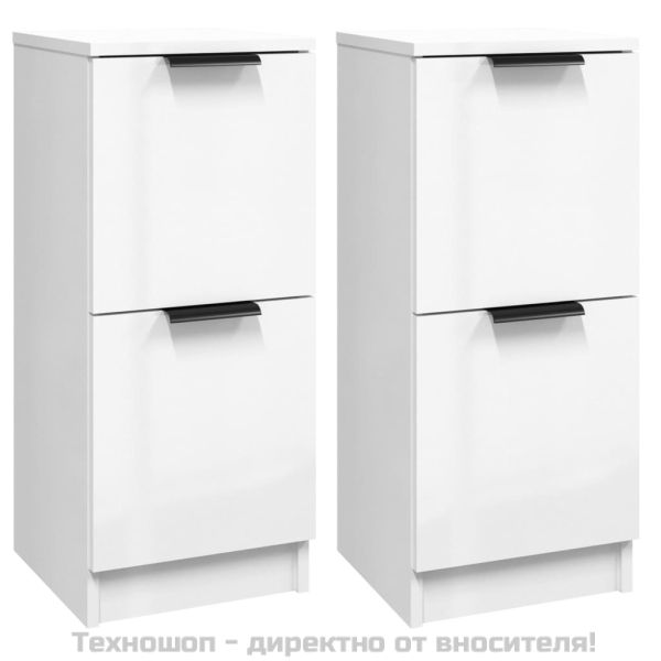 Сайдборди, 2 бр, бял гланц, 30x30x70 см, инженерно дърво