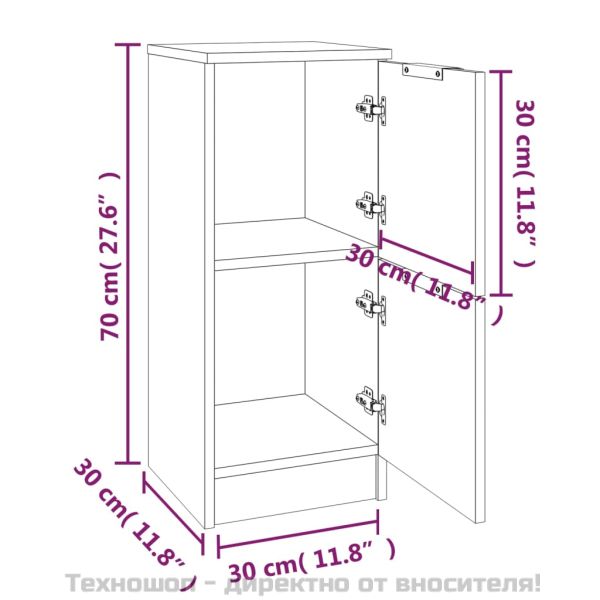 Сайдборди, 2 бр, бял гланц, 30x30x70 см, инженерно дърво