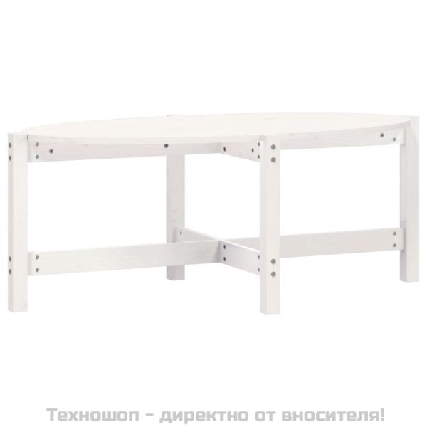 Кафе маса, бяла, 118x63x45 см, борово дърво масив