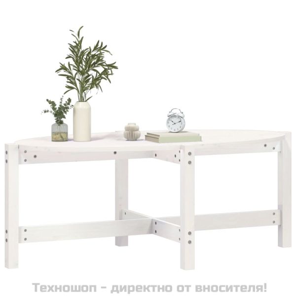 Кафе маса, бяла, 118x63x45 см, борово дърво масив