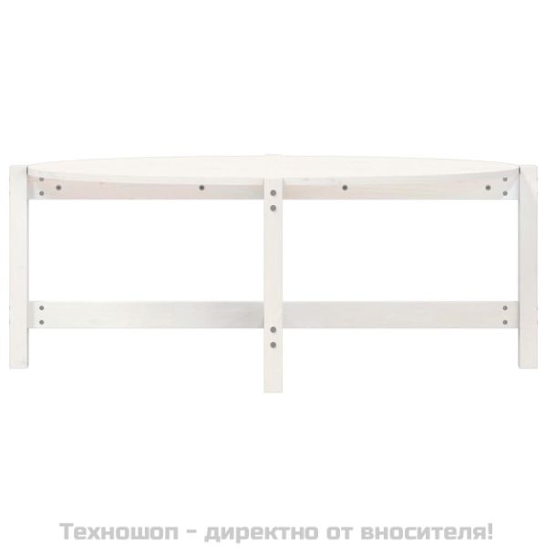 Кафе маса, бяла, 118x63x45 см, борово дърво масив