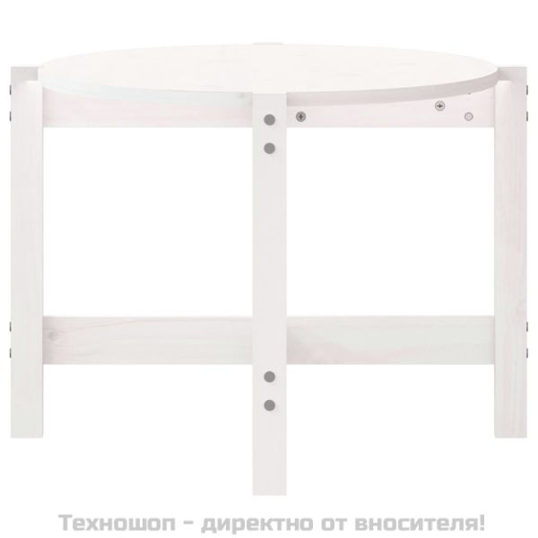 Кафе маса, бяла, 118x63x45 см, борово дърво масив