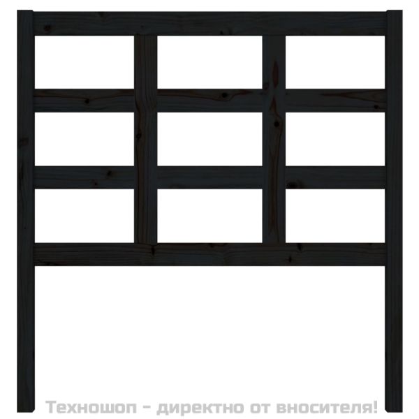 Горна табла за легло, черна, 95,5x4x100 см, бор масив