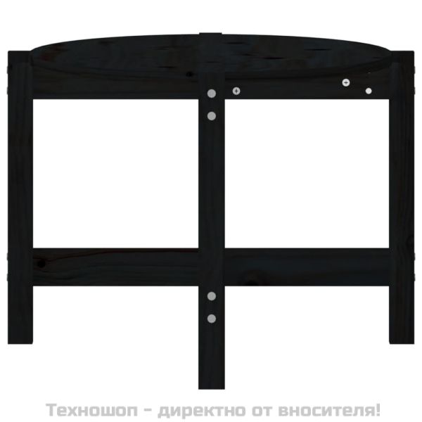 Кафе маса, черна, 118x63x45 см, борово дърво масив