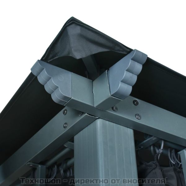 Шатра със завеси, 300х300 см, антрацит, алуминий