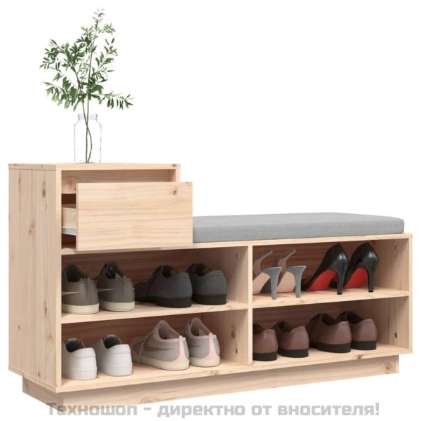Пейка за обувки, 110x34x61 см, бор масив