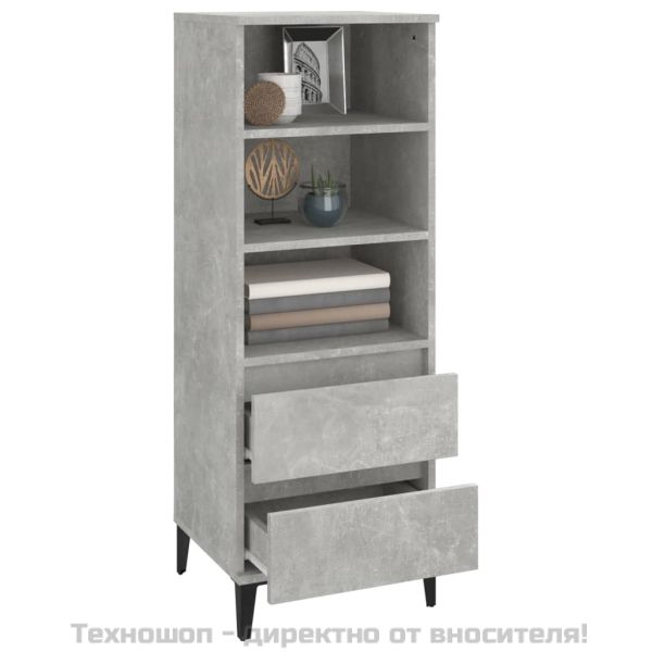 Висок шкаф, Бетонно сиво, 40x36x110 см, инженерно дърво