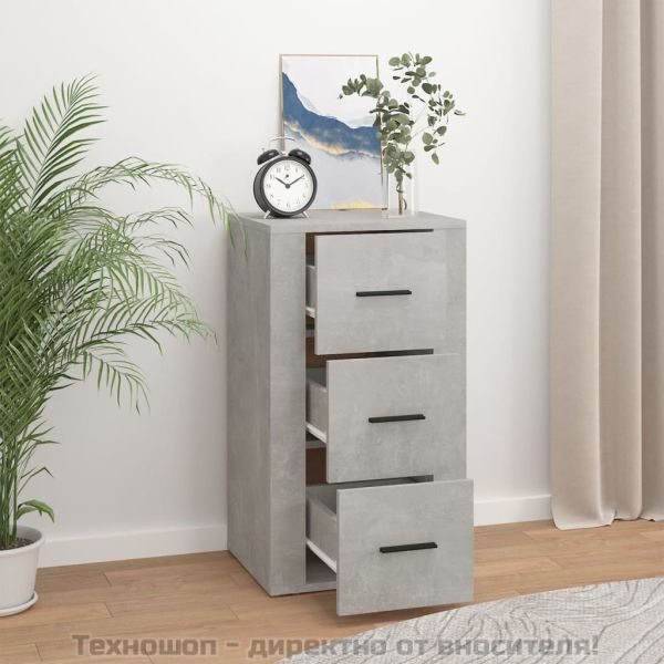 Сайдборд, бетонно сив, 40x33x70 см, инженерно дърво