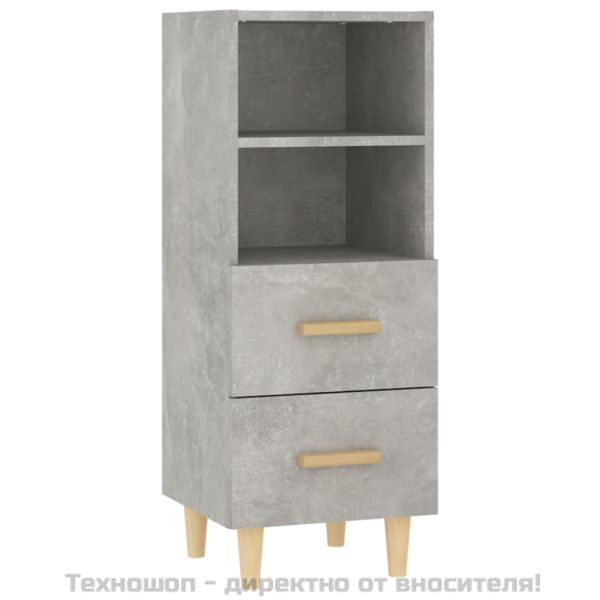 Сайдборд, бетонно сив, 34,5x34x90 см, инженерно дърво