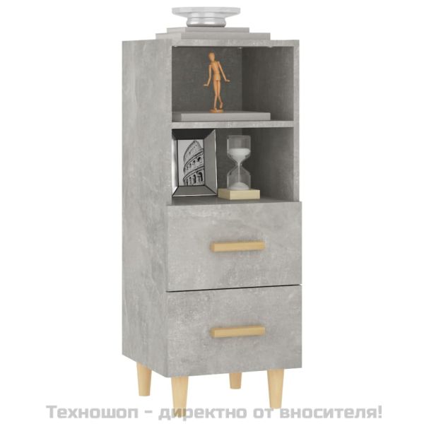 Сайдборд, бетонно сив, 34,5x34x90 см, инженерно дърво
