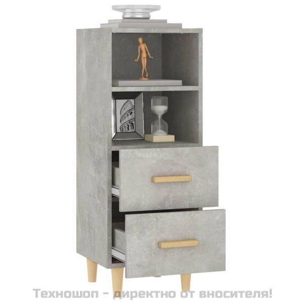 Сайдборд, бетонно сив, 34,5x34x90 см, инженерно дърво