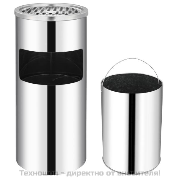Стенен кош пепелник, неръждаема стомана, 26 л