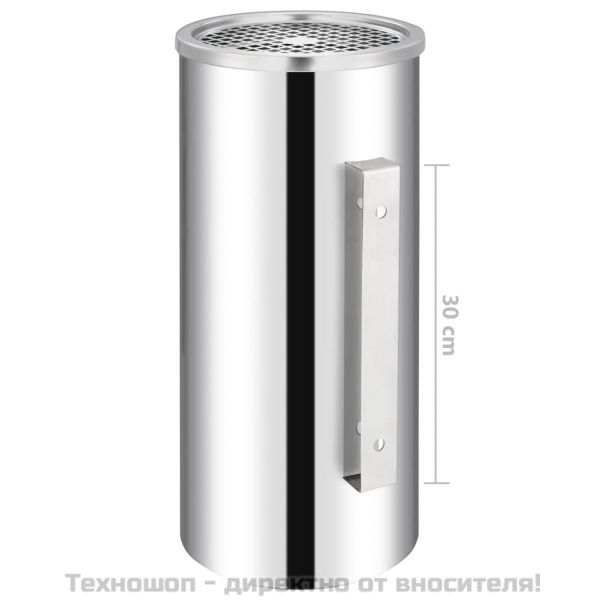 Стенен кош пепелник, неръждаема стомана, 26 л