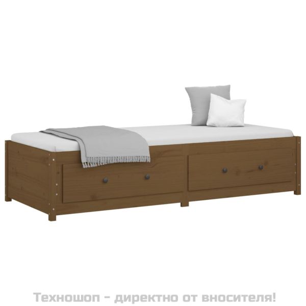 Дневно легло меденокафяв 90x190 см Single борово дърво масив