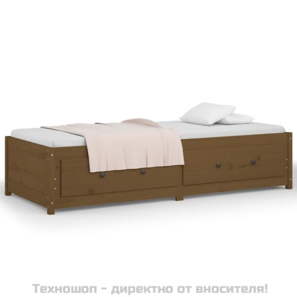 Дневно легло меденокафяв 90x190 см Single борово дърво масив