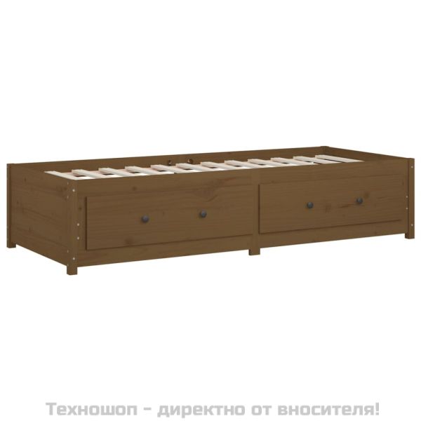 Дневно легло меденокафяв 90x190 см Single борово дърво масив