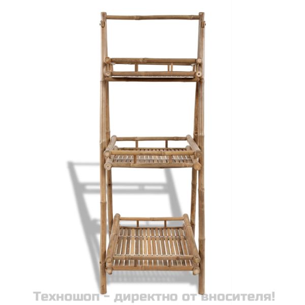 Сгъваем бамбуков стелаж за растения с 3 рафта