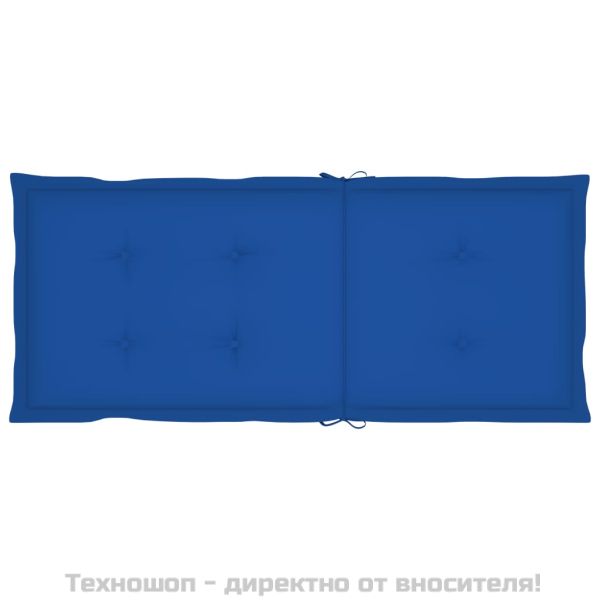 Възглавници за столове 6 бр кралско сини 120x50x3 см плат