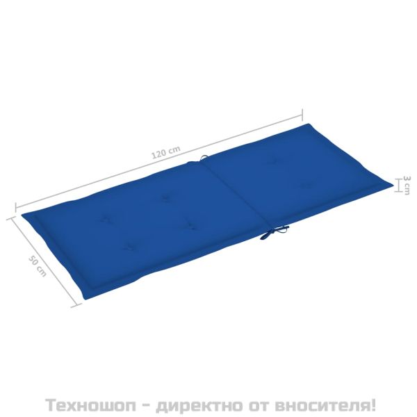 Възглавници за столове 6 бр кралско сини 120x50x3 см плат