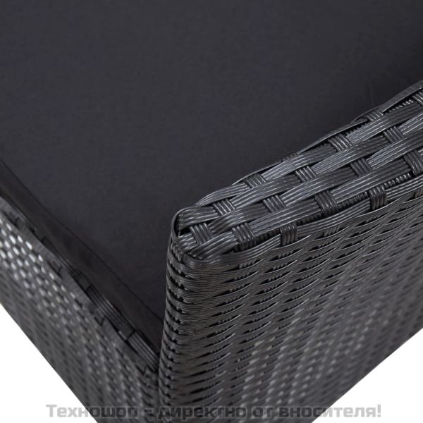 Градински трапезен комплект, 5 части, полиратан, черен