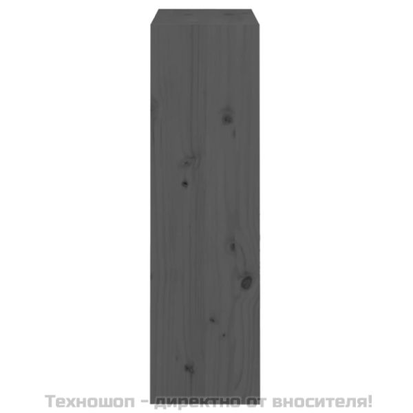 Библиотека/разделител за стая, сива, 60x30x103,5 см, бор масив