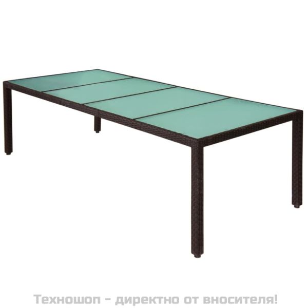 Градински комплект с възглавници, 11 части, кафяв полиратан