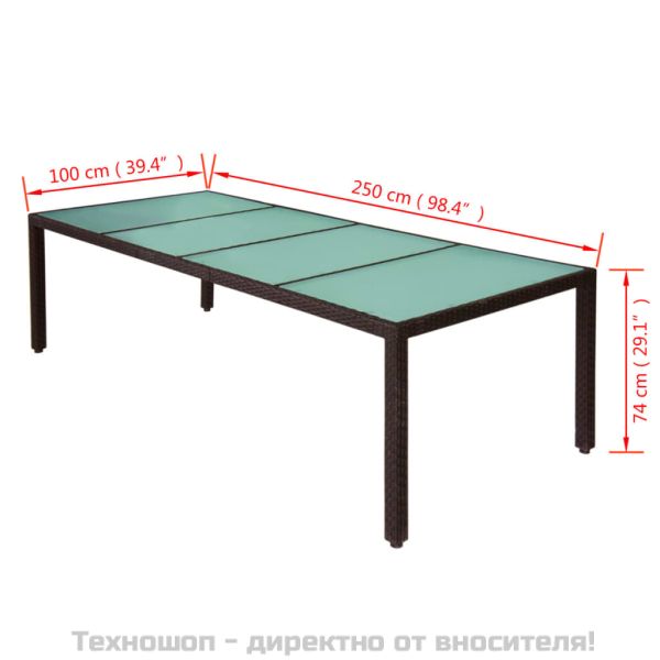 Градински комплект с възглавници, 11 части, кафяв полиратан