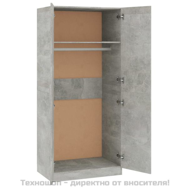 Гардероб, бетонно сив, 80x52x180 см, инженерно дърво