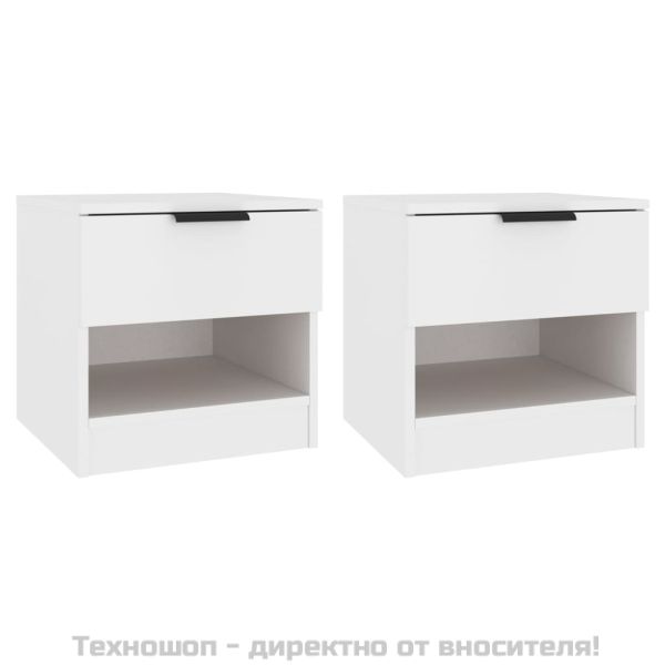 Нощни шкафчета, 2 бр, бели, инженерно дърво