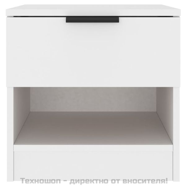 Нощни шкафчета, 2 бр, бели, инженерно дърво