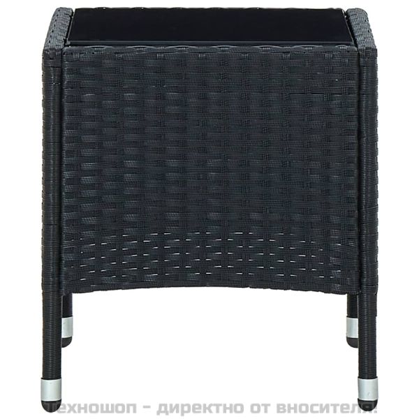 Градинска маса, черна, 40x40x45 см, полиратан