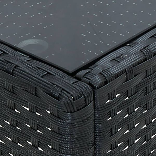 Градинска маса, черна, 40x40x45 см, полиратан